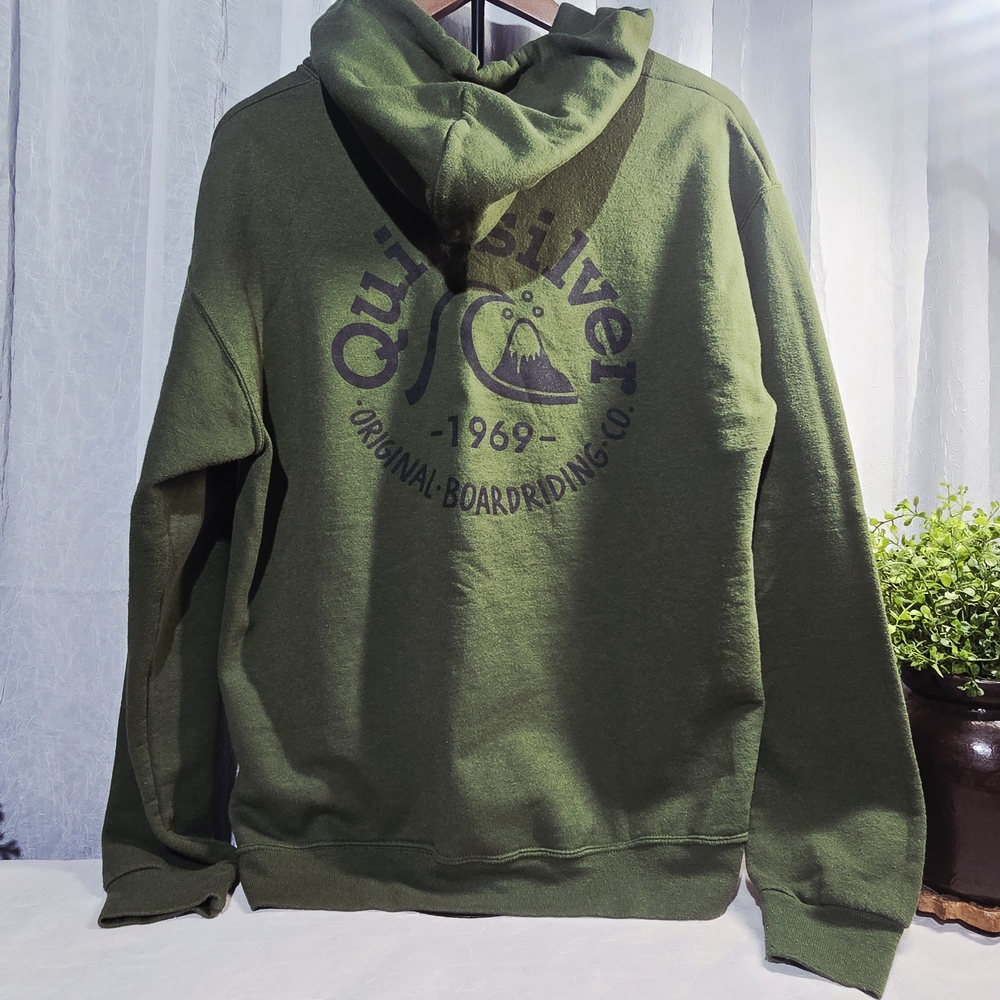 Quiksilver Men's Olive Hoodie - Picture 2 of 5